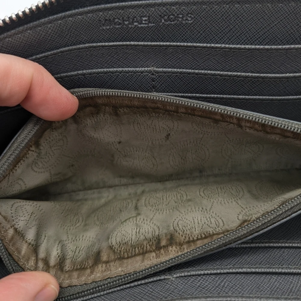 Michael Kors Black Tan Crocodile Leather Zip Wallet